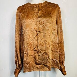 Vintage 70s 80s TJW by Mervyns Long Sleeve Blouse Top Orange Button Down Back